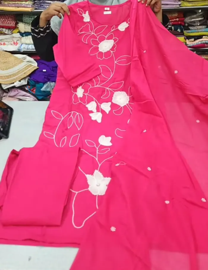 60/60 Cotton Straight Cut Top Bottom Dupatta  | TS3270